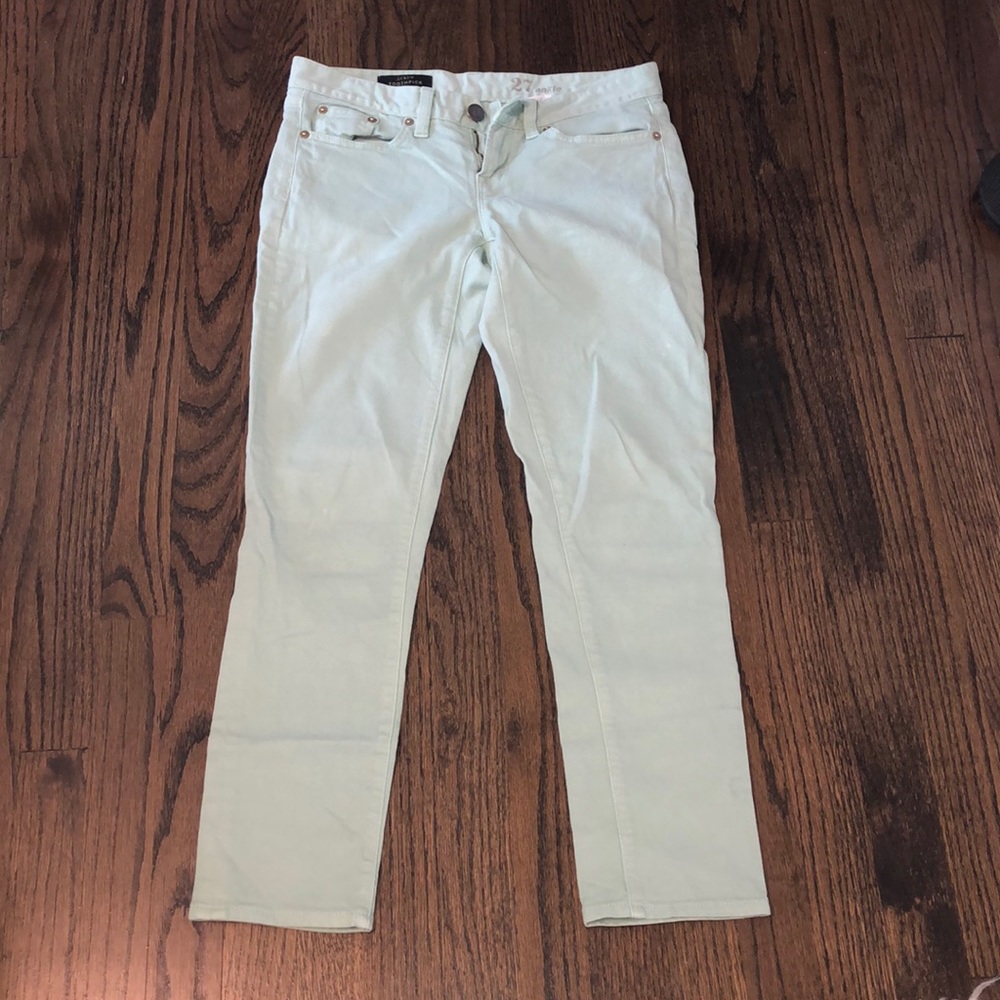 J Crew mint green jeans.